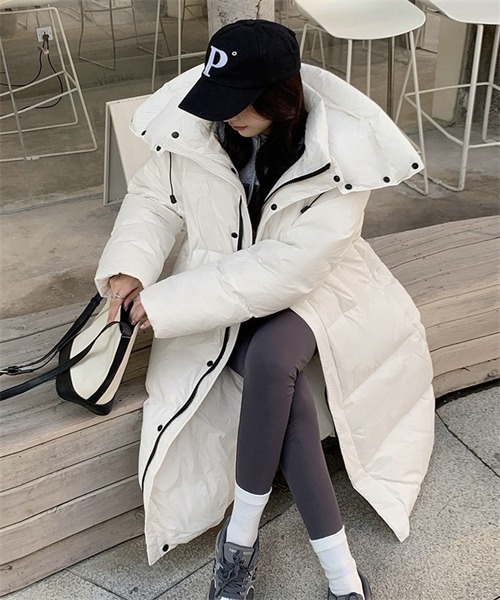 FREE STYLISTS ダウンコート ダウンジャケット フード付きロングダウン