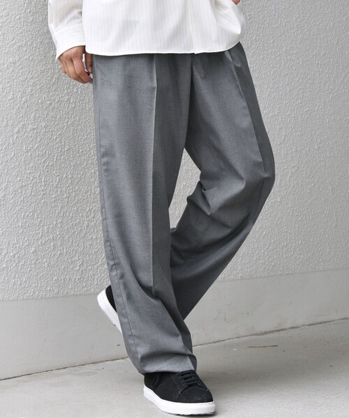 SHIPS any スラックス any: LIM BLESS ソリッド/ストライプ 2プリーツ