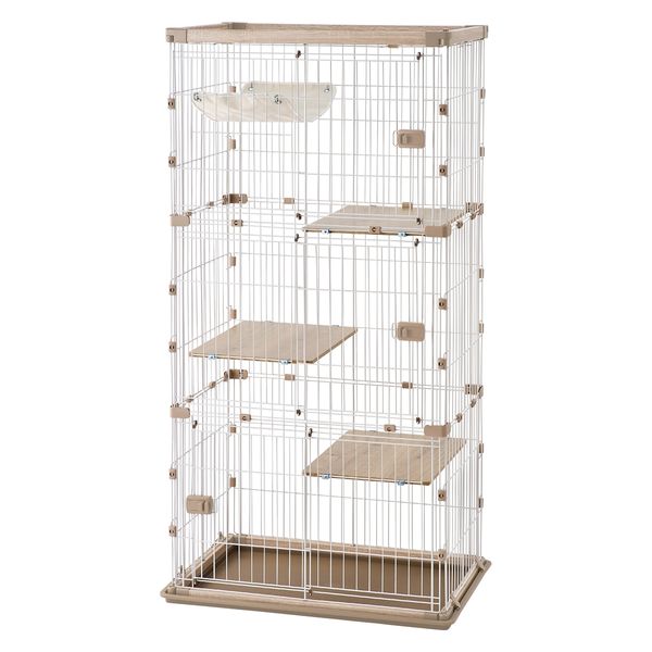 アイリスオーヤマ 猫 ケージ 3段 キャットケージ 高さ180cm ウッディ