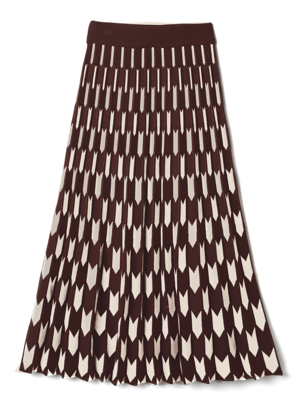 レトロ柄ニットプリーツスカート[ac2022] | レディースファッション