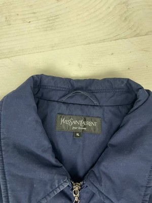 Vintage Yves Saint Laurent Bomber Jacket 90s YSL Men Size XL Blue