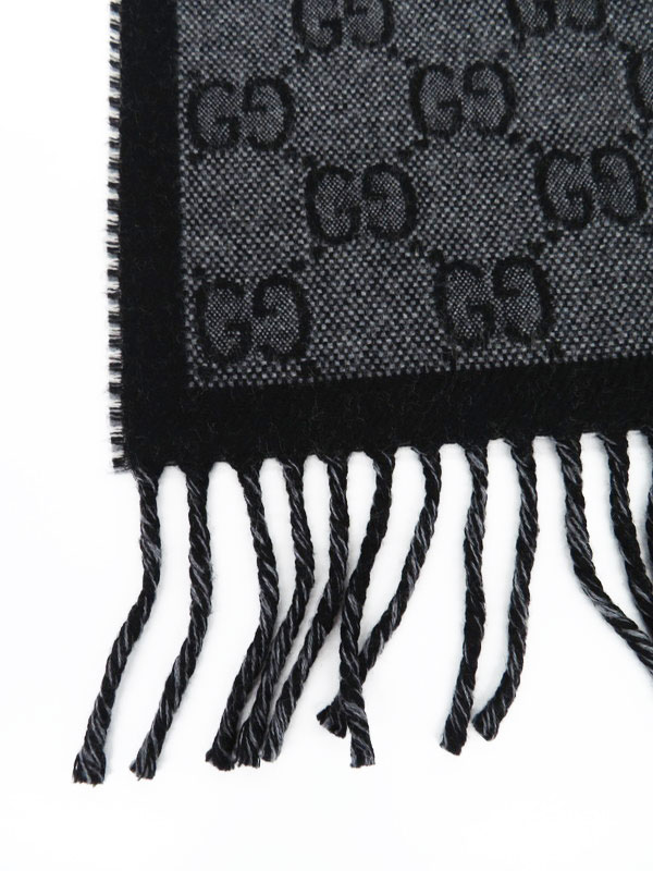 GUCCI】グッチ『タッセル付き GGジャカード パターン ニット スカーフ