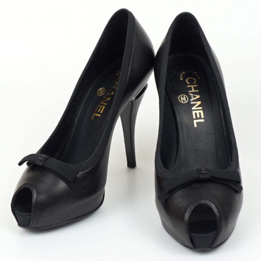 CHANEL（シャネル） オープントゥパンプス ブラック 黒 サイズ表記35 1