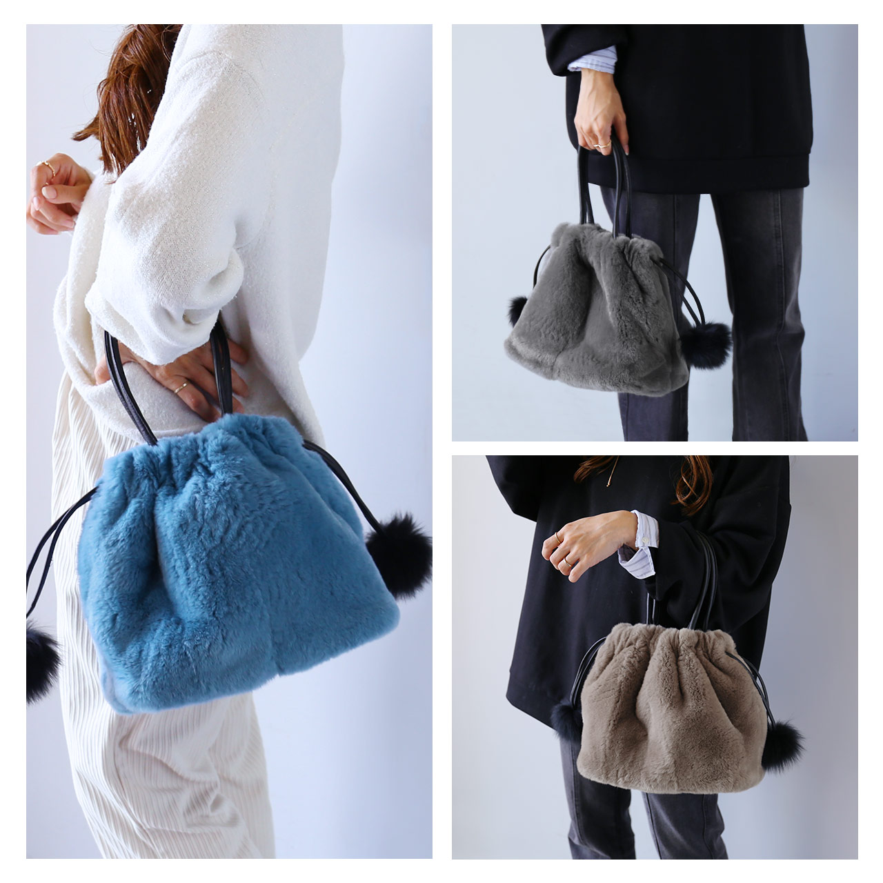 sankyo shokai（三京商会） レッキス ファーバッグ 巾着 レディース