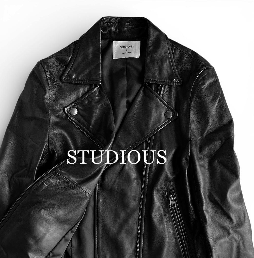 ステュディオス 定価4.2万 日本製 羊革ラムレザーダブルライダース