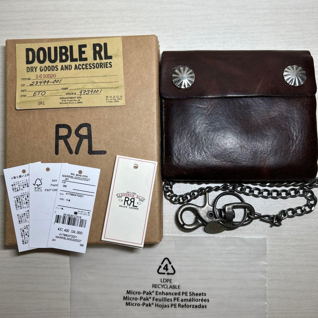 美品】 RRL チェーン レザー コンチョウォレット 財布 ラルフローレン