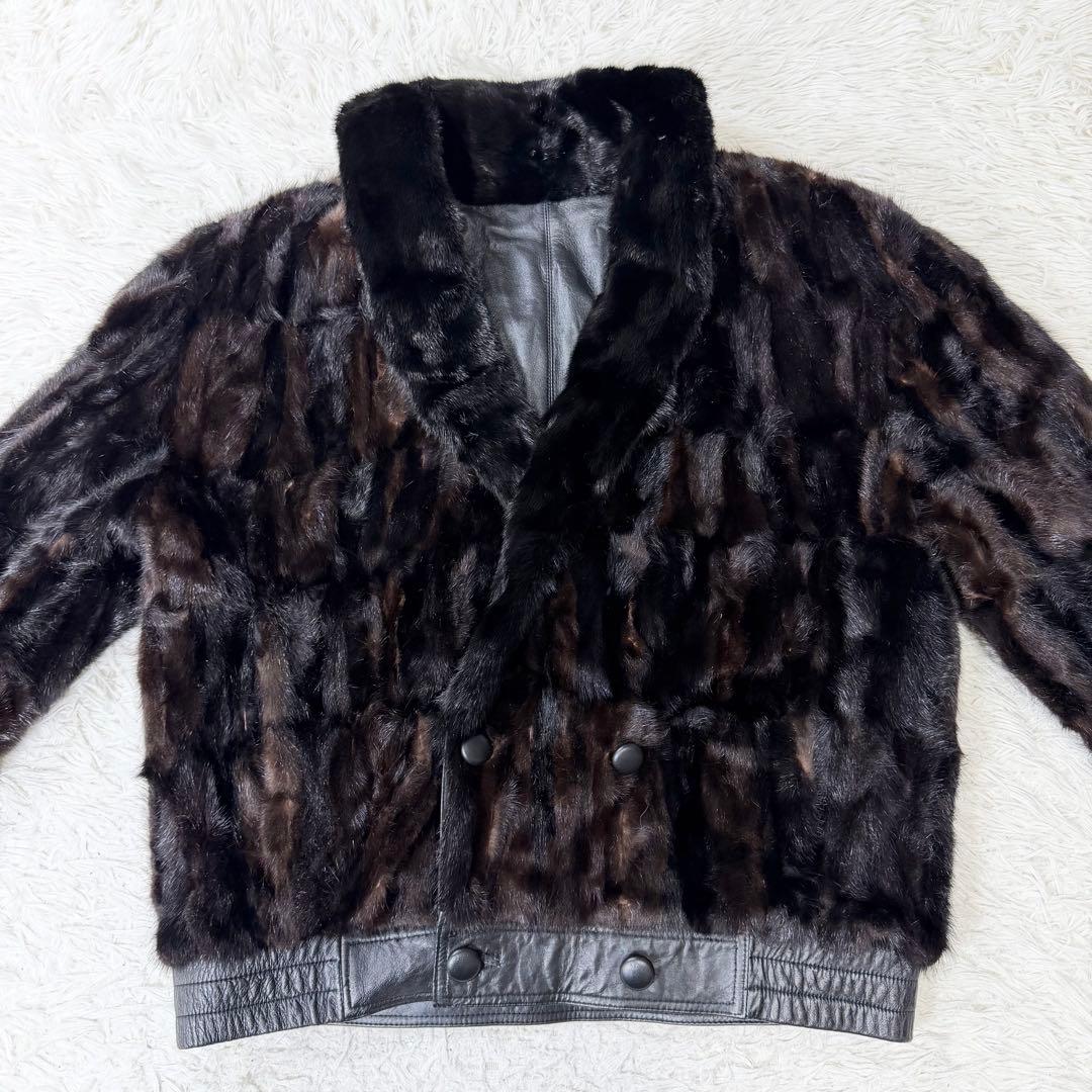 【希少デザイン】VINTAGE レザー　ミンク　リバーシブル　ダブルジャケット 楽天市場】メンズラムレザー＆ミンクリバーシブルジャケット 送料無料