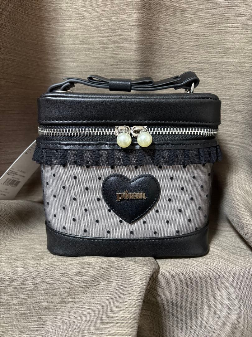 pium ハートドットチュールバニティ ブラック×ピンク piumハートドットチュールバニティ